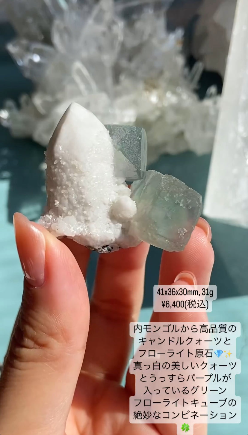 内モンゴルフローライト＆キャンドルクォーツ② ~Fluorite & Candle Quartz~